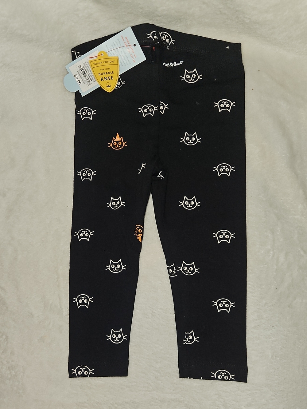 Kids Cat & Jack Black Cat Print Leggings - Durable Knee